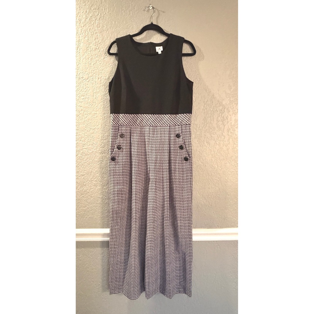Dressbarn Black‎ Houndstooth Wide Leg Jumpsuit Women's Size 14